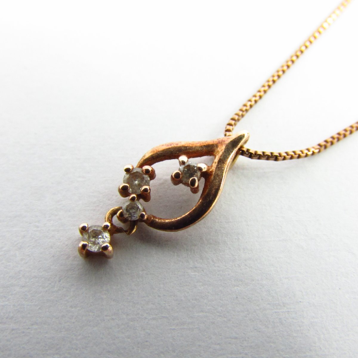 K10 ネックレス 約1g 約39cm ダイヤモンド:0.04ct ▼AC26025拍卖