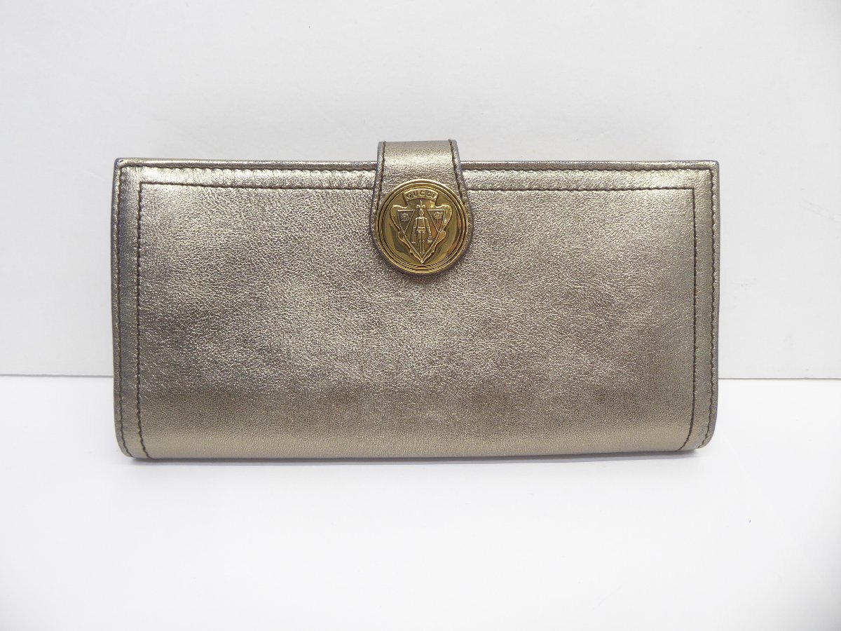 GUCCI グッチ レザー ゴールド 二つ折り 190350 長財布 △WP2600拍卖