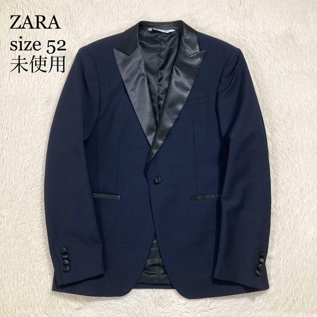 未使用 ZARA ザラ テーラードジャケット タキシード 紺ブレ シングル 1ボタン ウール混拍卖