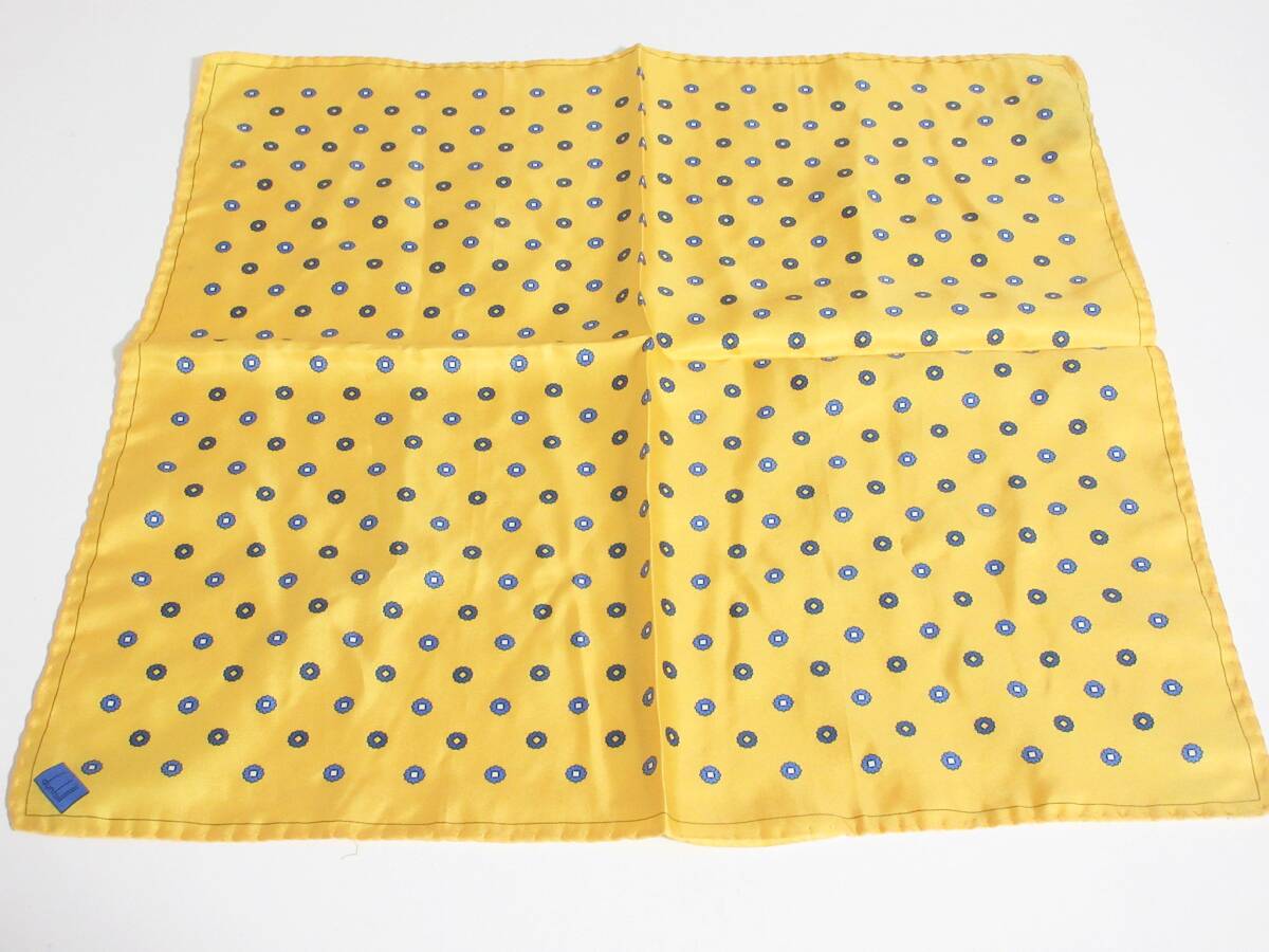 dunhill ダンヒル 花柄 シルク スカーフ ポケットチーフ イエロー yg7053拍卖