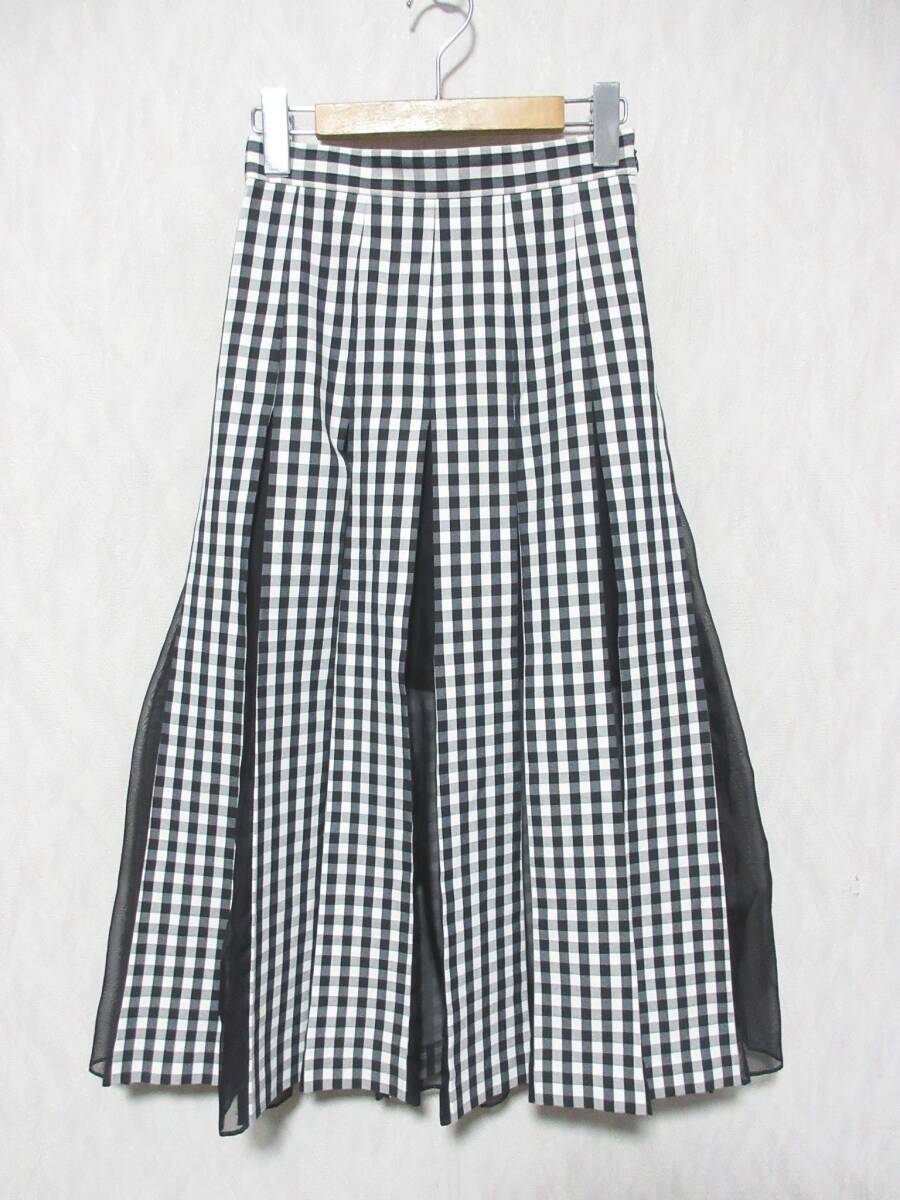 JILLSTUART ジルスチュアート ギンガムチェックプリーツスカート 0 ブラック ホワイト yg6957拍卖