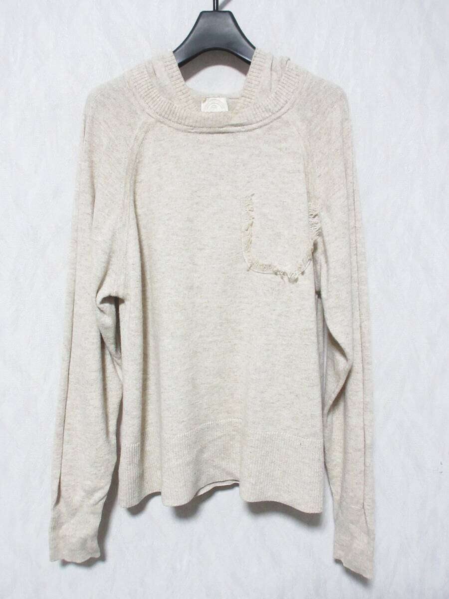 HOTEL PARTICULIER ホテルパーティキュリエ ウール×カシミヤ プルオーバー フード ニット セーター レディース S ベージュ kn2354拍卖