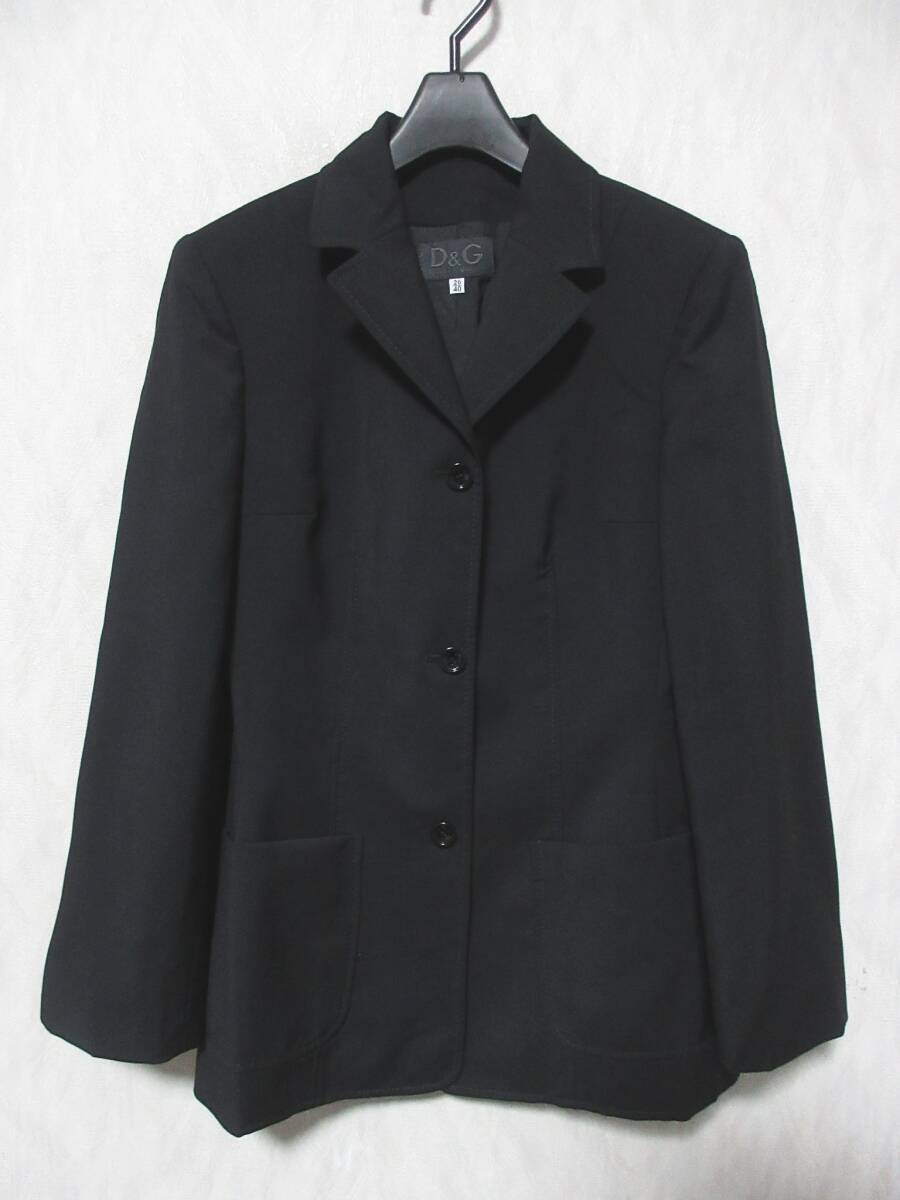 D&G ドルチェ&ガッバーナ ウール100% ジャケット レディース 26/40 ブラック yg7059拍卖