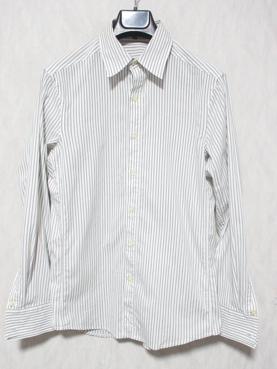 theory セオリー ストライプ 長袖 ストレッチ シャツ メンズ 36 ホワイト グレー yg7075拍卖