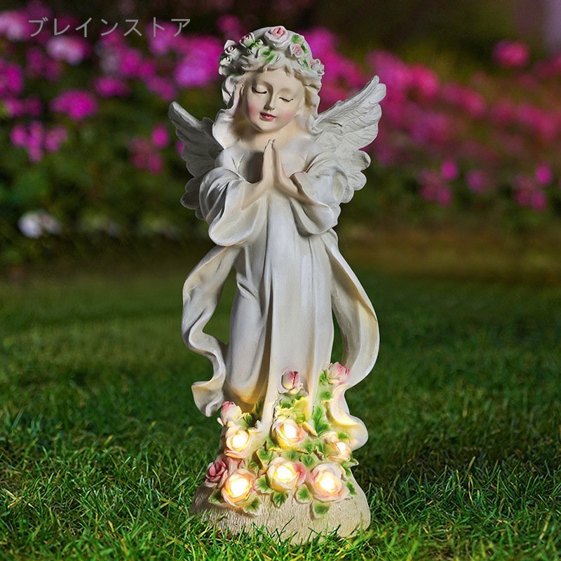 ガーデンライト ガーデンオーナメント 天使 エンジェル 祈り 花 フラワー ソーラー 防水 ホワイト 白 庭 玄関 ポーチ ガーデニング,拍卖