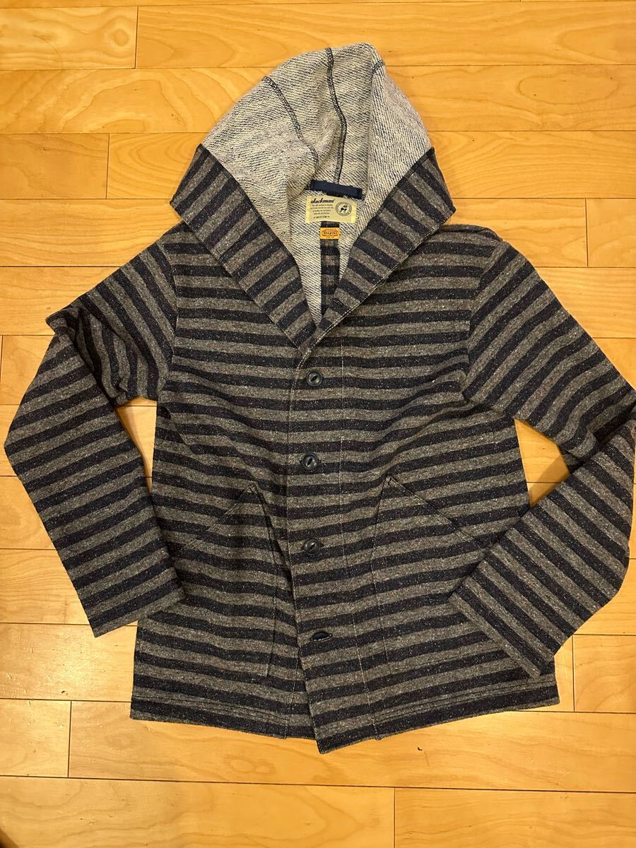 JackmanタナベメリヤスパーカーサイズMボーダージャックマン田辺貢スウェットジャケット拍卖