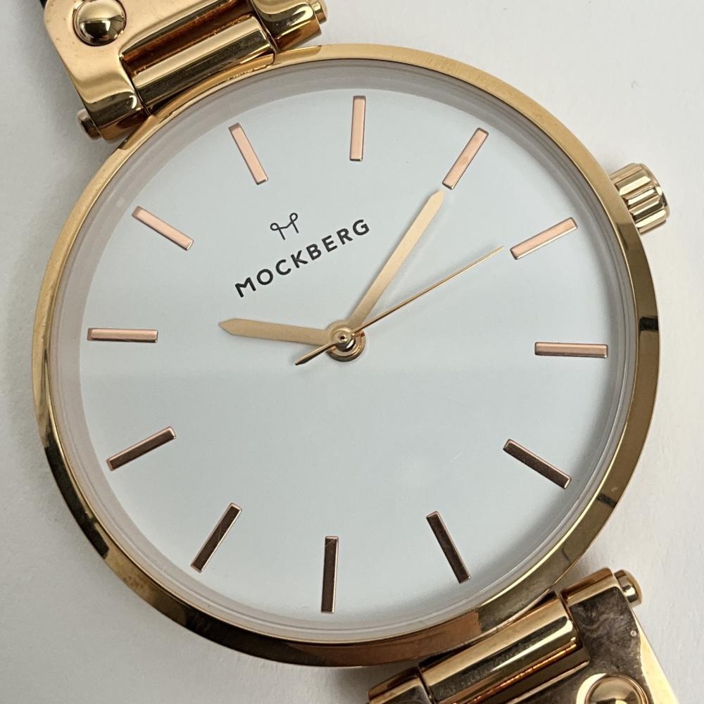 モックバーグ 腕時計 MOCKBERG レディース ローズゴールド ブラック レザーベルト MO123 アナログ 訳あり 付属品なし拍卖