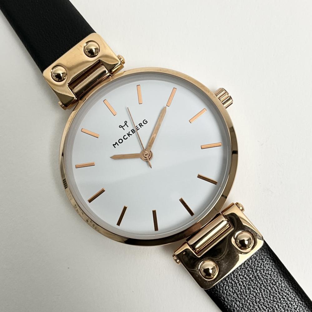 モックバーグ 腕時計 MOCKBERG レディース ローズゴールド ブラック レザーベルト アナログ MO1001 SIGRID 訳あり 付属品なし拍卖