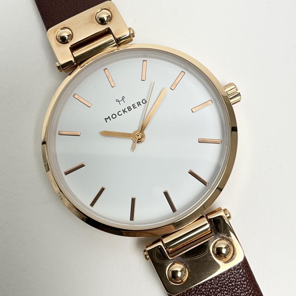 モックバーグ 腕時計 MOCKBERG レディース ローズゴールド ブラウン レザーベルト アナログ MO109 VILDE 訳あり 付属品なし拍卖