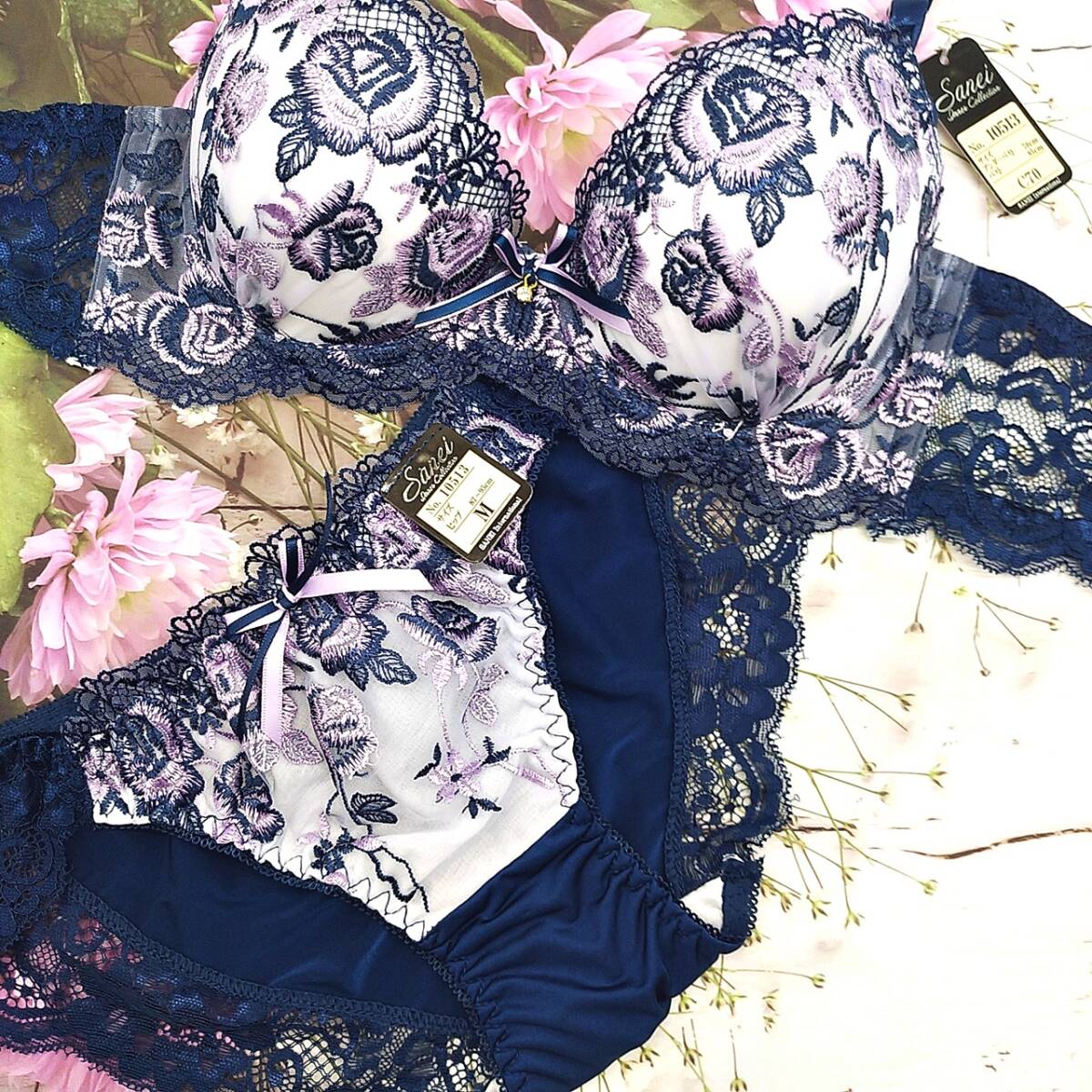 C85023-P C85/LL【1点限り商品】ブラ・ショーツセット ランジェリー インナー 下着 脇高ブラジャー ハーフレースショーツ拍卖