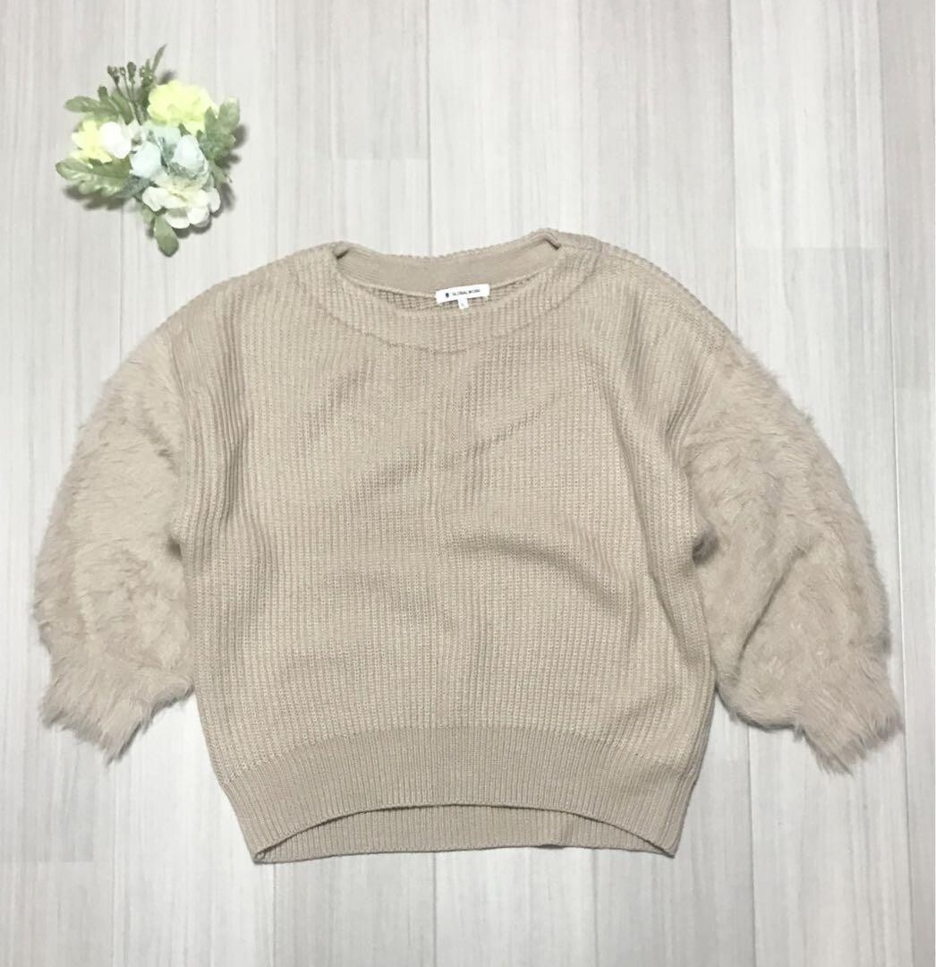 GLOBAL WORK レディース 長袖ニット サイズL 毛14% b0012拍卖