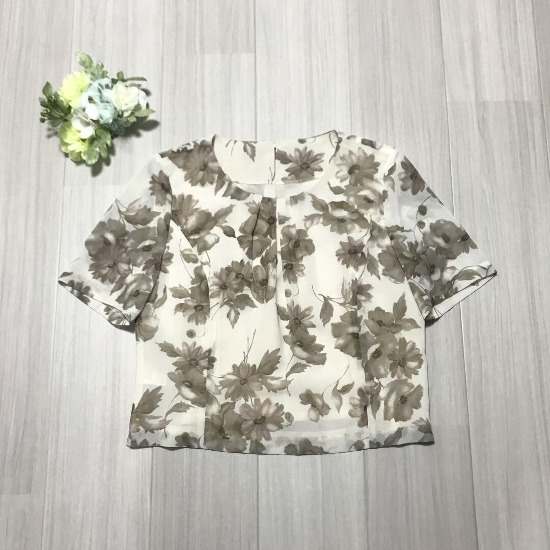 レディース 半袖 花柄ブラウス サイズ9AR(M相当) ヒップ91cm 身長158cm b0174拍卖