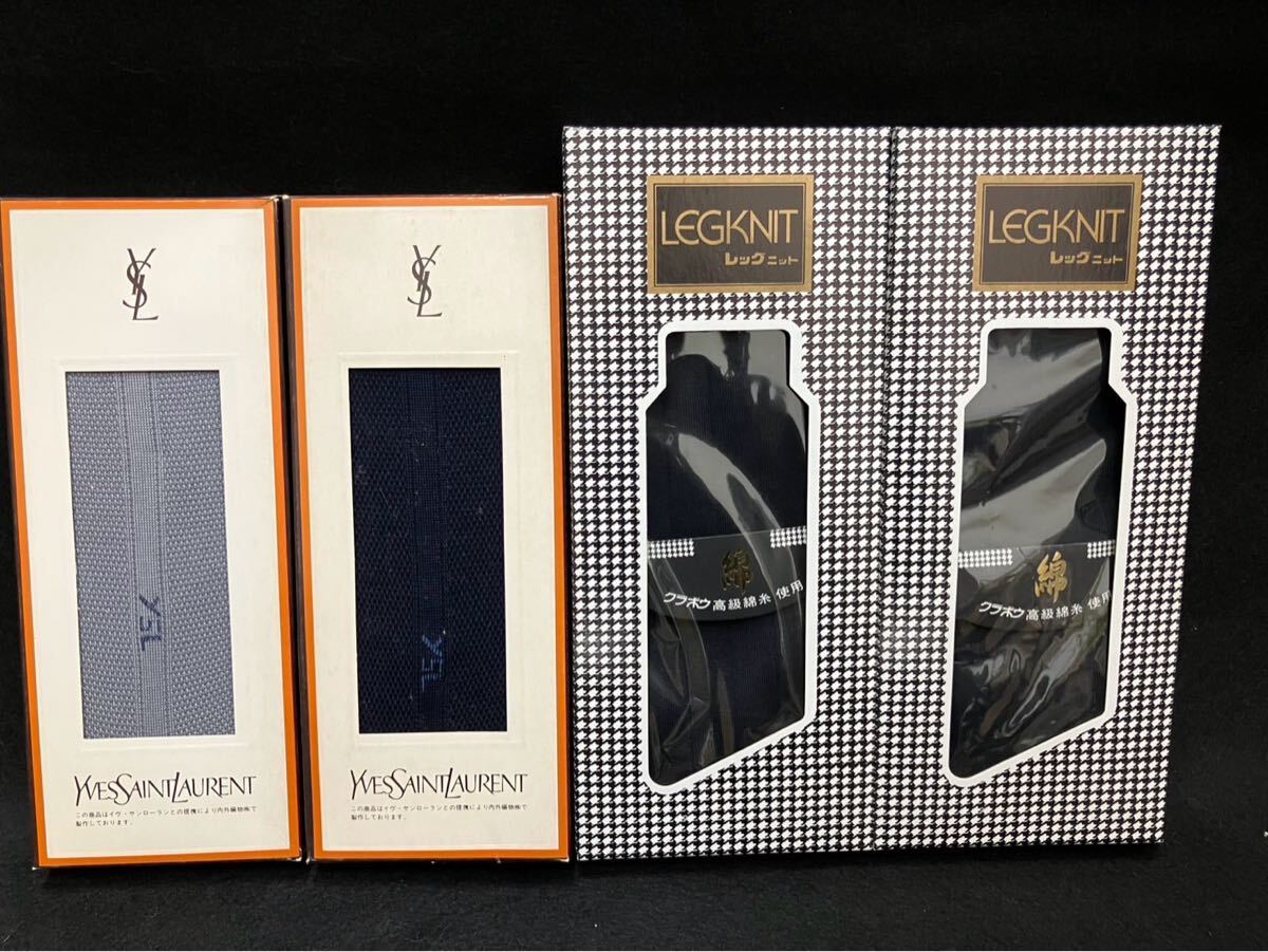 A【12D92】靴下4足セット イブサンローラン YSL LEGKNIT レッグニット 綿 メンズ 紳士 靴下拍卖