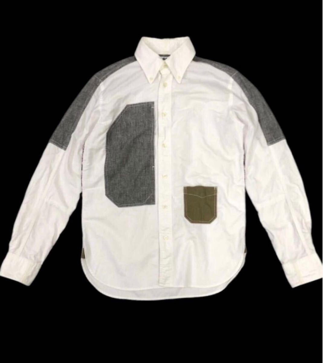 送料無料 ■ eYe アイ ジュンヤ ワタナベ マン コムデギャルソン×ブルックスブラザーズ ■ パッチワークデザイン 長袖 ボタン シャツ XS拍卖
