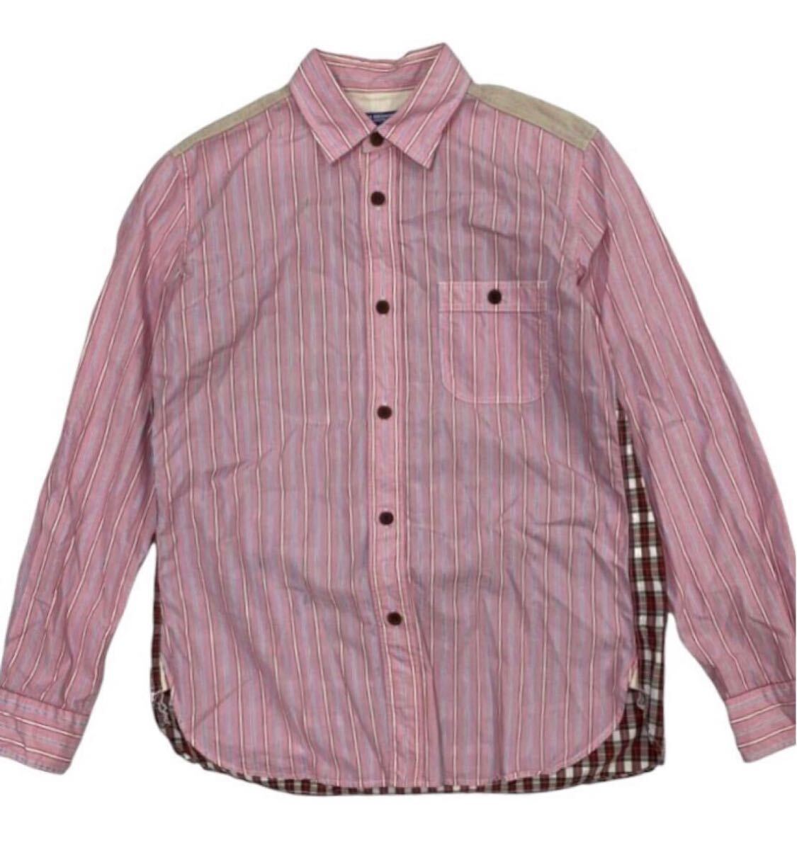 送料無料 ■ JUNYAWATANABE MAN COMME des GARCONS ジュンヤワタナベマン コムデギャルソン ■ ストライプ×チェック柄 長袖シャツ拍卖