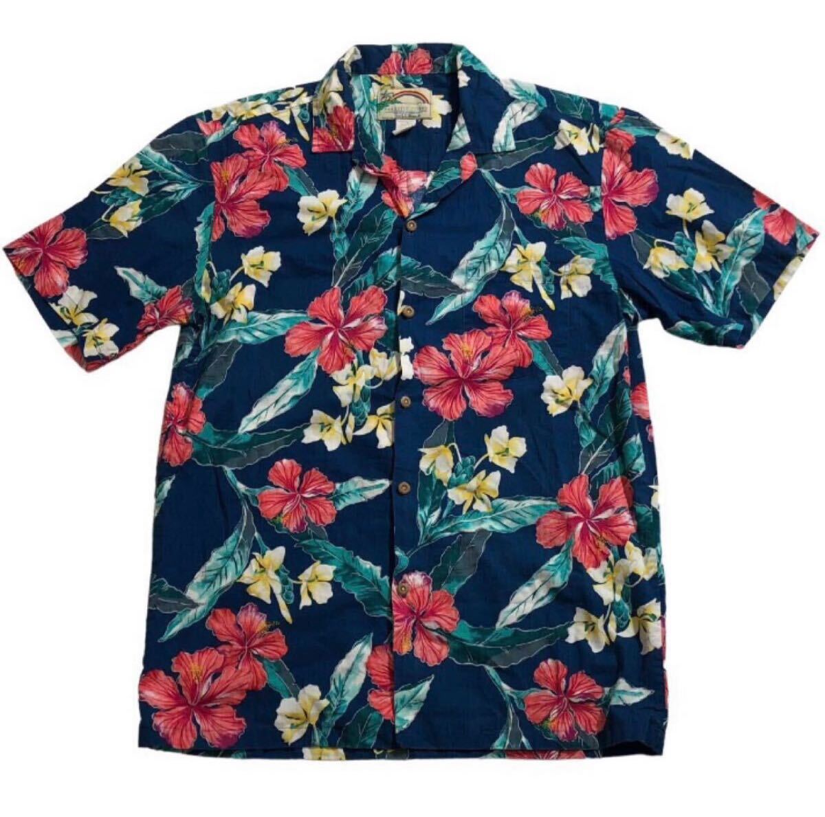 送料無料 80s ヴィンテージ ■ PARADISE FOUND×L.L.Bean パラダイス ファウンド×エルエルビーン ■ ハイビスカス 総柄 半袖 アロハシャツ拍卖
