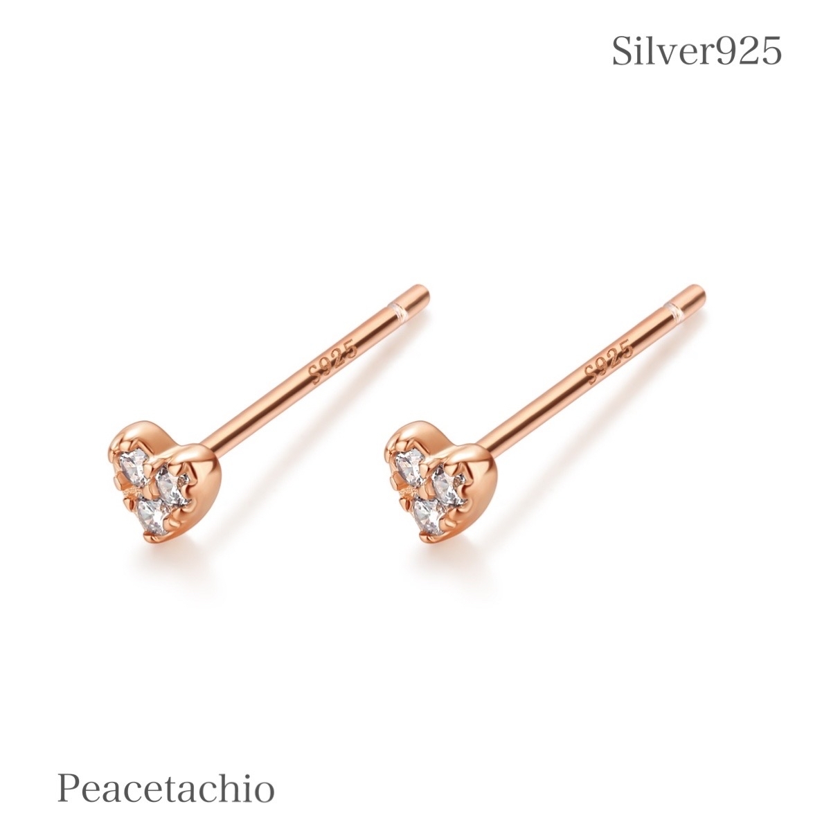 ピアス シルバー Silver925 ハート 3㎜ 小さい 小ぶり ピンクゴールド 金属アレルギー対応拍卖