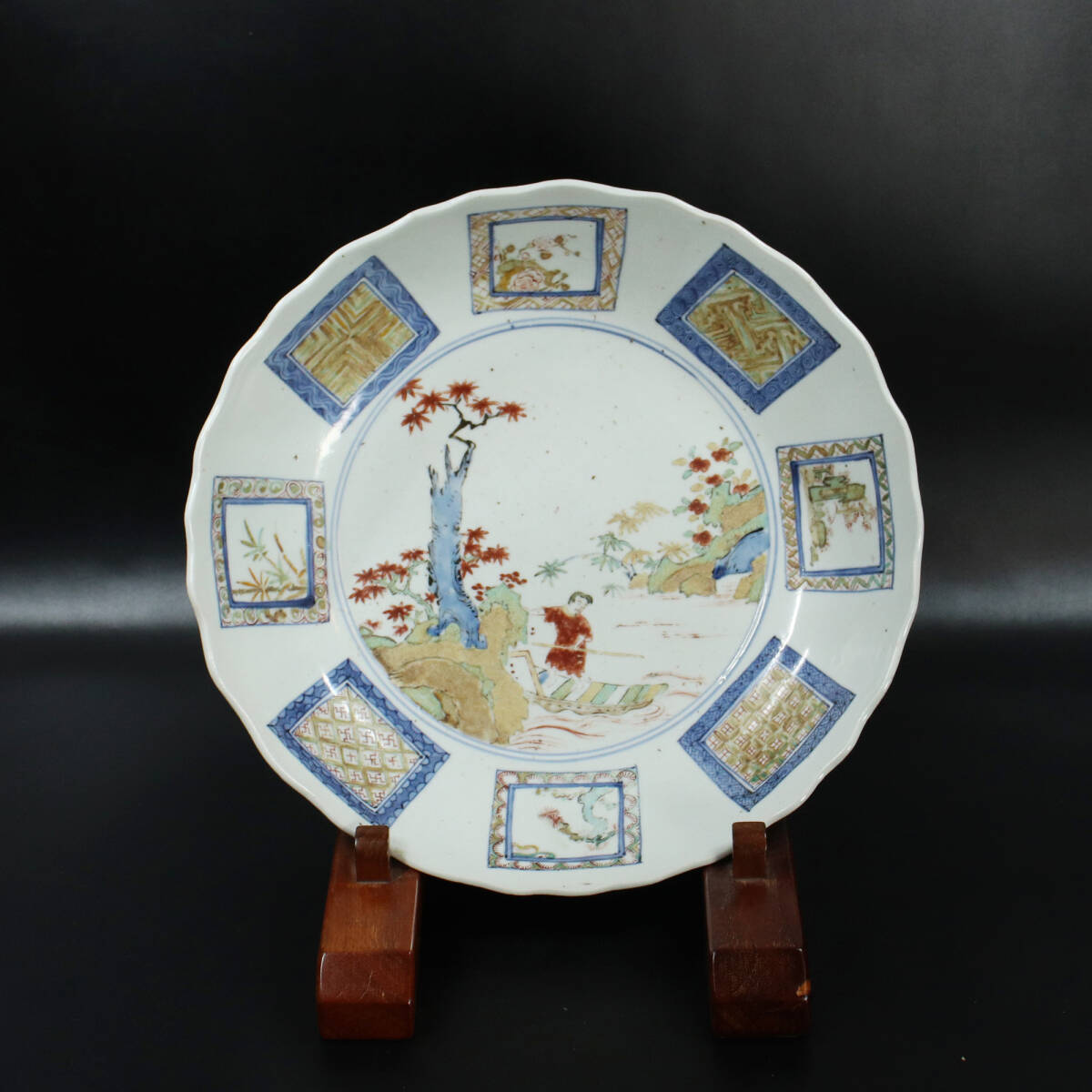 作:江戸前期/古九谷 色絵 舟人物図 鉢(幅33.6cm) <250415012>拍卖