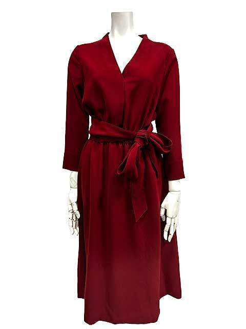 【中古】STRAWBERRY-FIELDS ストロベリーフィールズ ワンピース レディース ボルドー ウエストリボン付き サイズ2_s-0488-r23拍卖