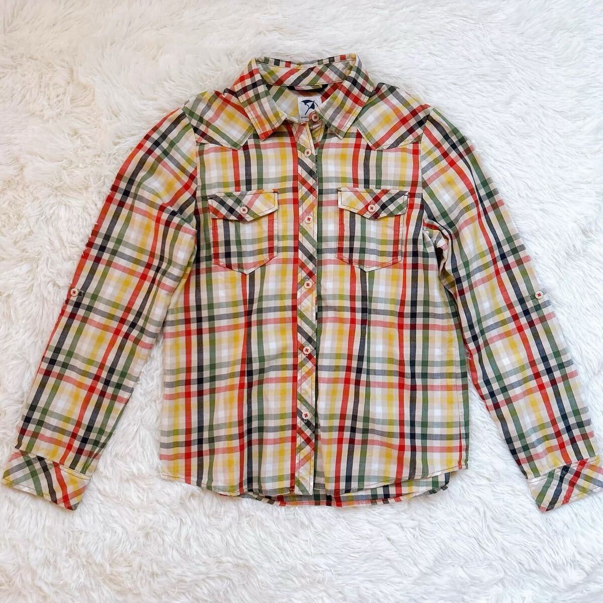 超レア柄★アーノルドパーマー 長袖 シャツ チェック柄 ロゴ サイズ3:日本L相当 ARNOLD PALMER long sleeve shirt plaid pattern拍卖