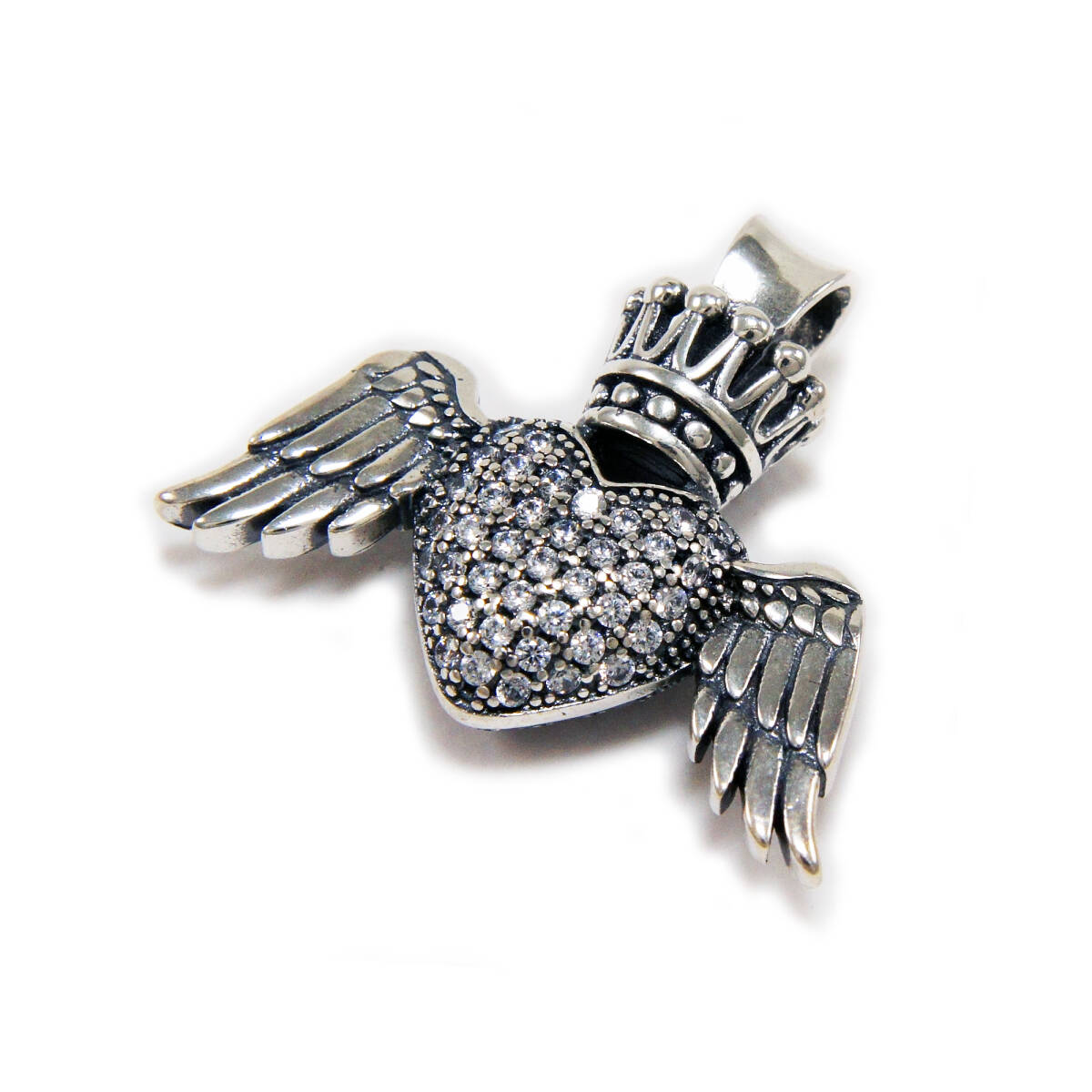 エンジェルウィングクラウン925シルバーペンダント925刻印ありYAN-001拍卖