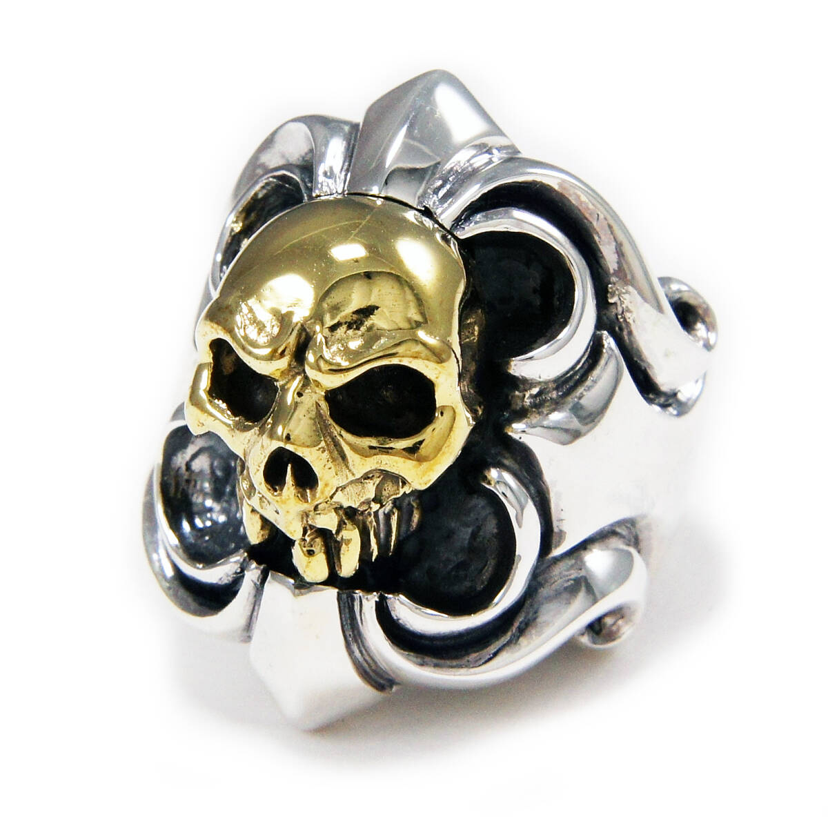 21号 スカル ドクロ 真鍮 925シルバーリング 925刻印あり 品番 : CS-R010拍卖