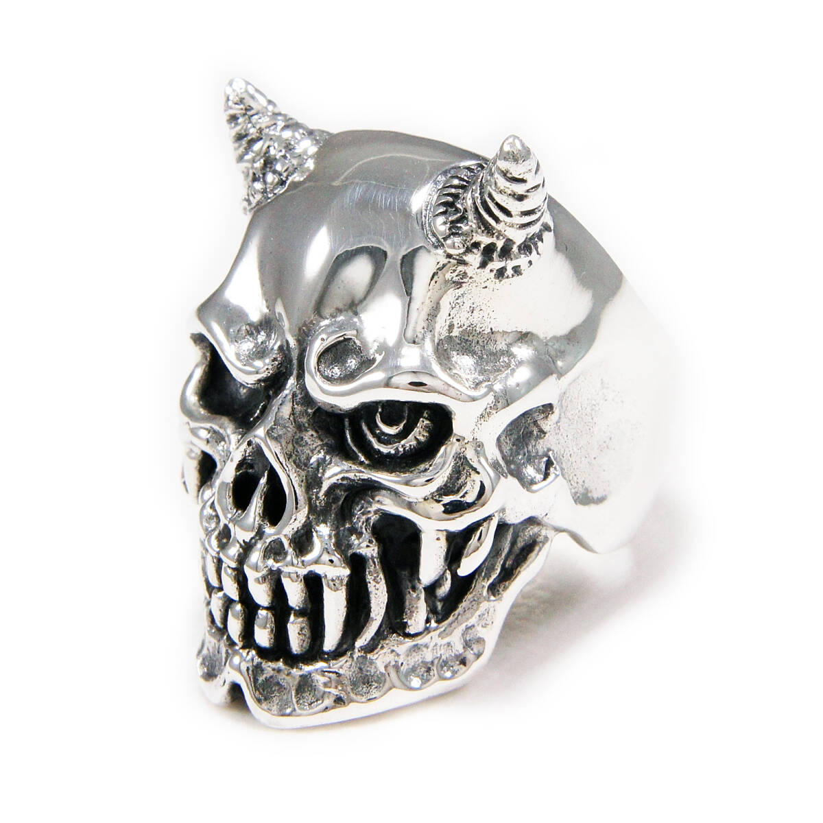 19号 般若 スカル ドクロ 925シルバーリング 925刻印あり 品番 : CS-R012拍卖
