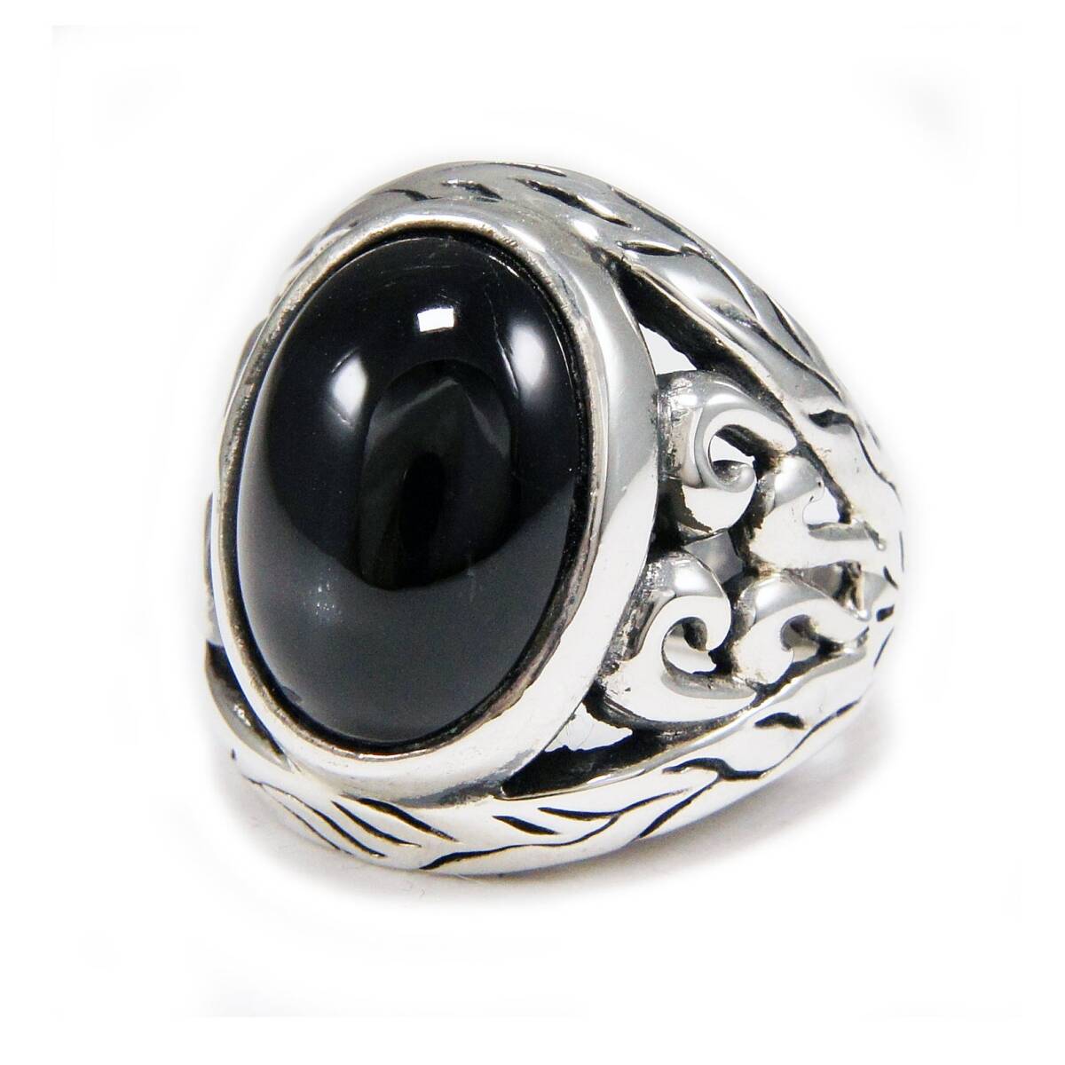 15号 アラベスク オニキス 925シルバーリング 925刻印あり 品番 : EC-R019拍卖