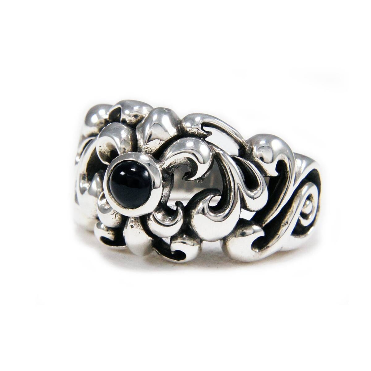15号 16号 20号 21号 22号 オニキスフルール ド リスアラベスク 925シルバーリング 品番 : EC-R017拍卖