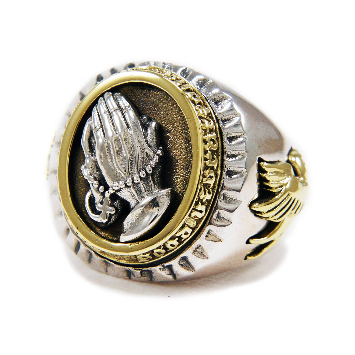 22号 祈りの手 真鍮 925シルバーリング 925刻印あり GB-R019拍卖