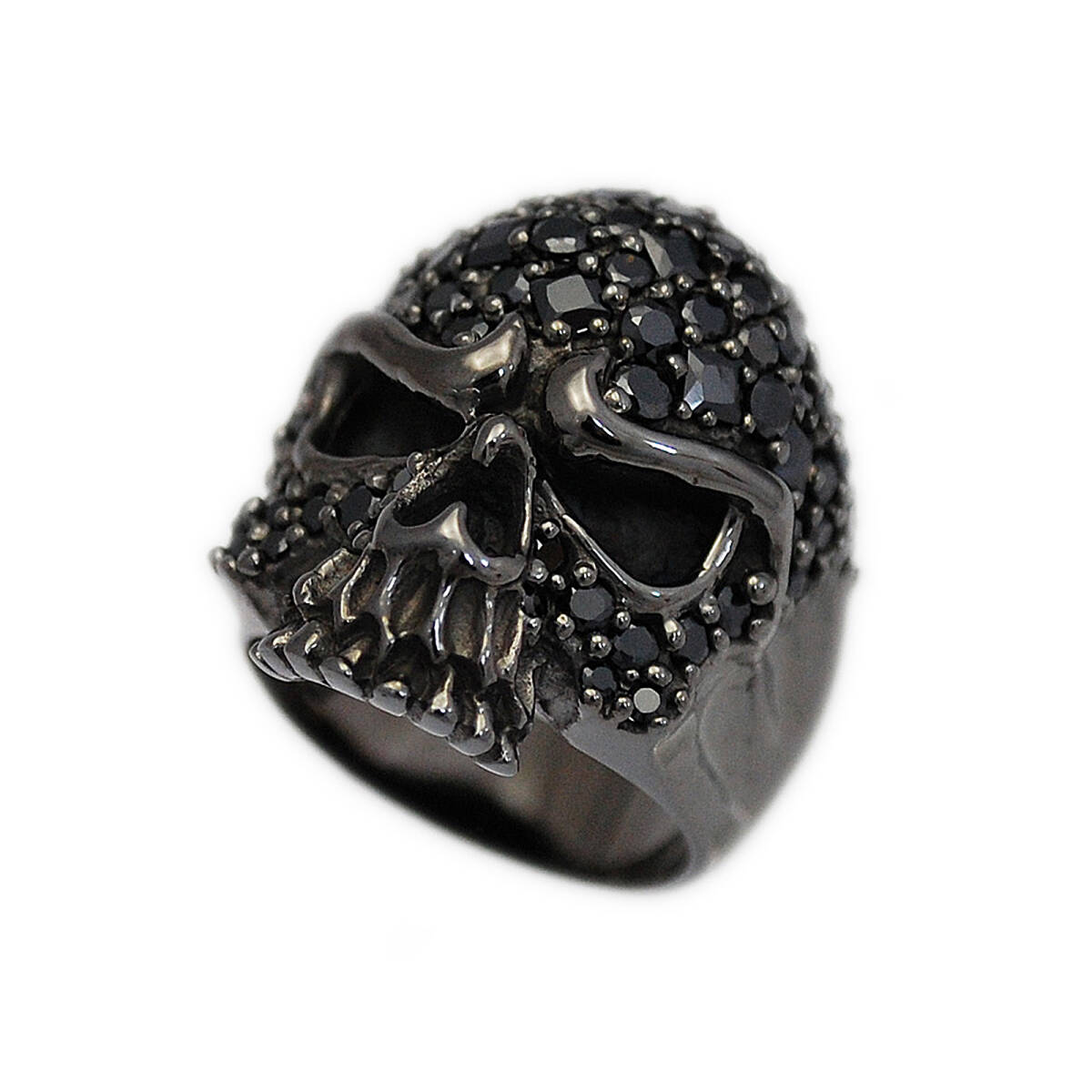 25号 スカルドクロブラックロジウムメッキ925シルバーリング 925刻印あり HI-R07拍卖