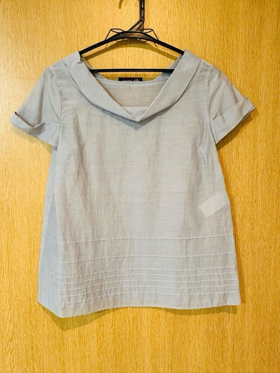 美品 トゥモローランド シルク混 ライトブルー ブラウス 半袖 トップス拍卖