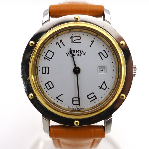 ★ エルメス クリッパー デイト ボーイズ 腕時計 クォーツ コンビ (0220517965)拍卖