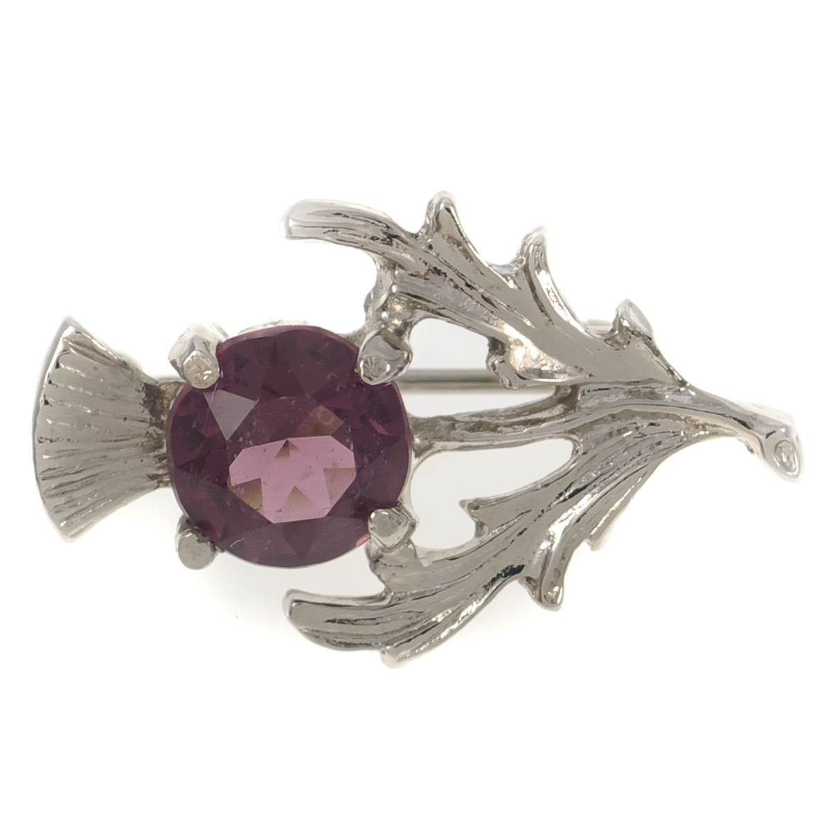 UK3696◆ アザミの花 フラワーモチーフ パープル系ストーン 色石 ケルト 英国 イギリス ◆ ヴィンテージブローチ◆拍卖