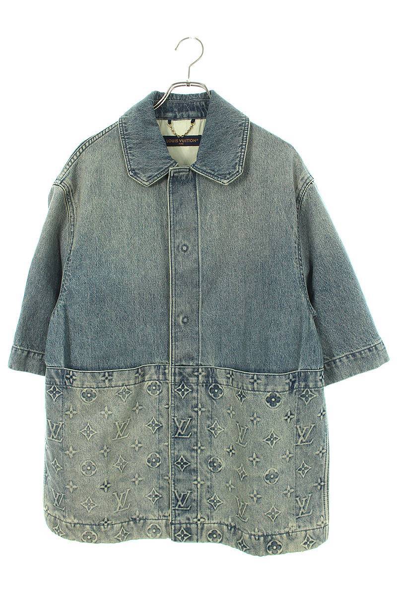 ルイヴィトン 半袖シャツ 23AW サイズ:S モノグラム総柄デニム半袖シャツ 中古 SB01拍卖