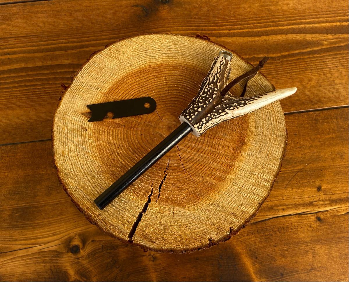 ファイヤースターター キャンプ アウトドア 火おこし 鹿の角 極太拍卖