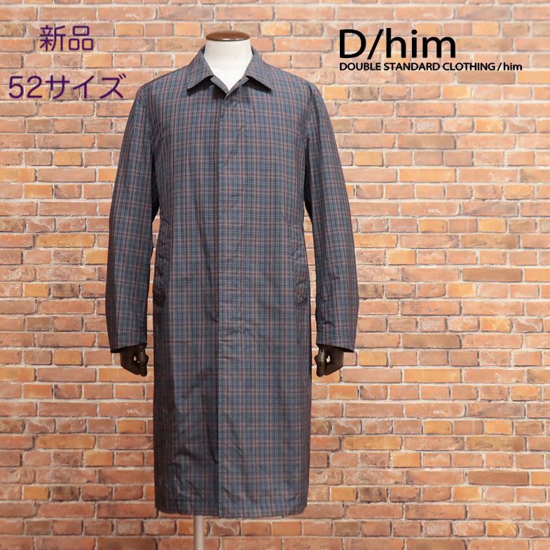 【新品・52サイズ】D/him・ 撥水 軽量ナイロン チェック柄 ステンカラー コート拍卖