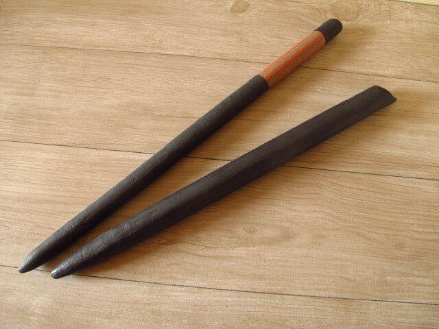 【珍品】筒杭 2本*陶器 土器 珍品 約48cm 約52cm*検)一輪挿し 釣り アレンジメント 花器 拍卖