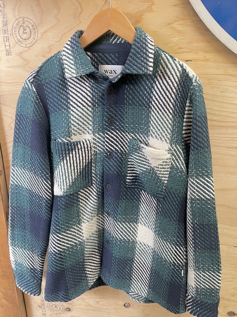 WAX LONDON/ワックスロンドン オーバーシャツ シャツジャケット ニット オンブレチェック Sサイズ メンズ グリーン ブラック ホワイト used拍卖