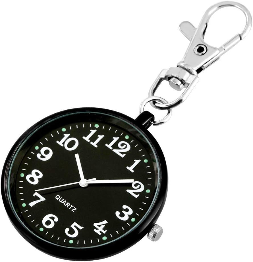 ミニ時計 キーホルダー時計 ナースウォッチ 懐中時計 黒拍卖