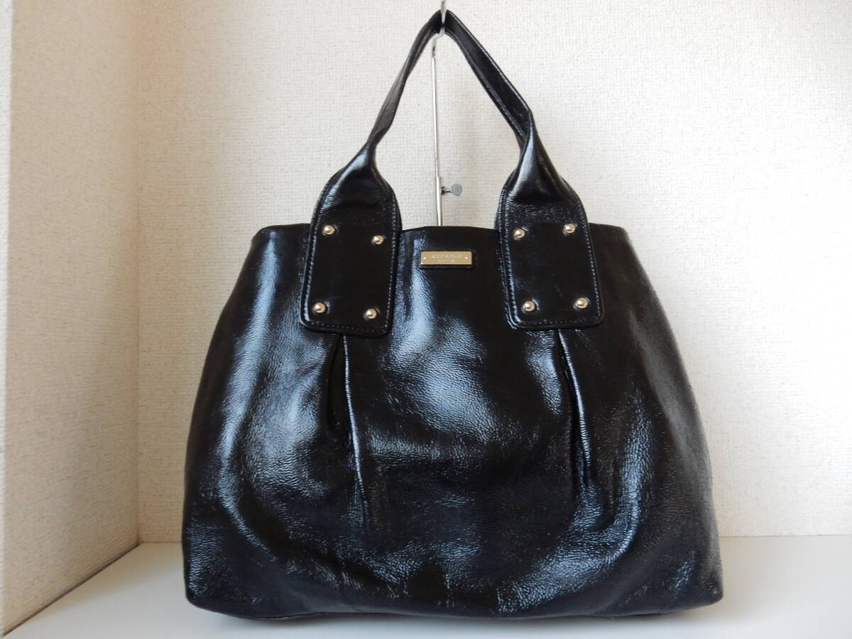 本革☆kate spade(ケイト・スペード)☆A4対応☆トートバッグ ブラック(金具ゴールド)拍卖