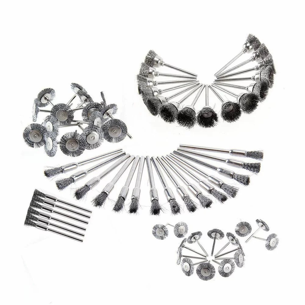 ワイヤーブラシ 45点セット アタッチメント 鋼ブラシ 研削ブラシ 毛研磨ブラシ 耐久性 実用性 低コスト ダスト 金属表面 クリーニング拍卖