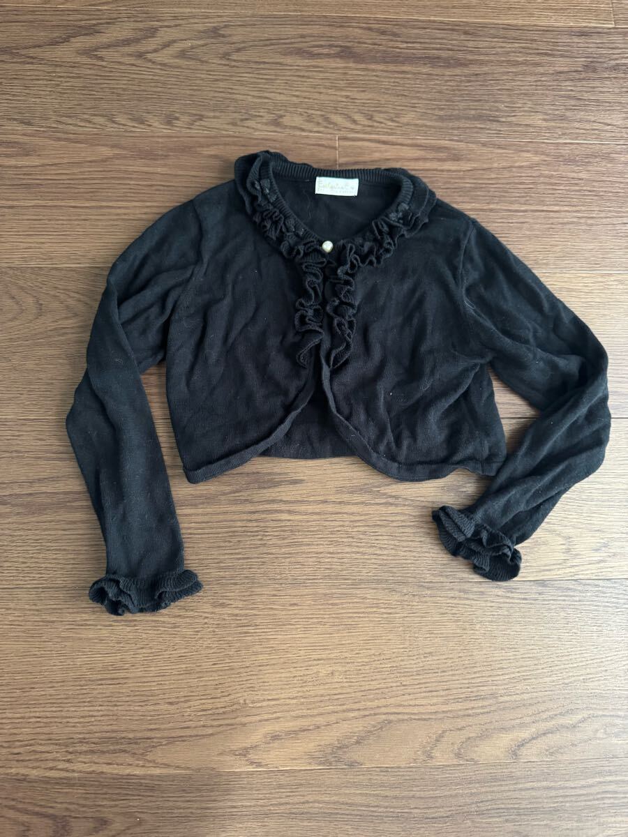 キャサリンコテージニットボレロ130サイズ双子① カーディガン 黒 長袖拍卖
