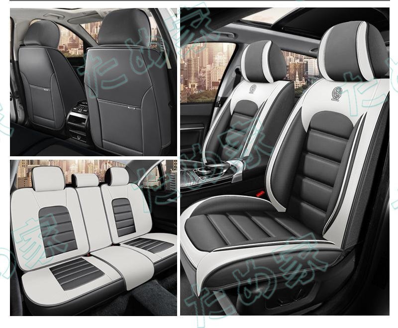 トヨタ用 日産用 高品質レザー製シートカバー フルカバー 耐摩耗 耐汚れ 5人乗り車両 汎用 (グレーxホワイト)拍卖