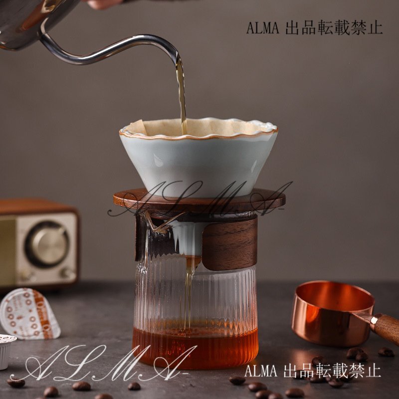 黄釉汝窯風 ハンドドリップフィルター ドリップ式 ブラックエボニー台座 コーヒー器具 ギフトセット 3点セット 自由組み合わせ可能拍卖