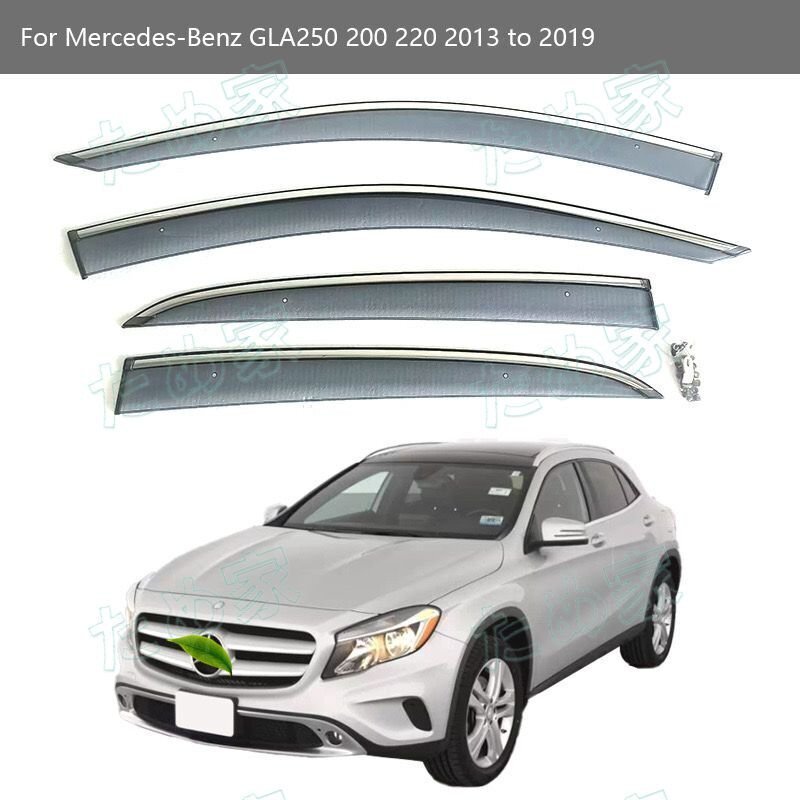 メッキ モール ドアバイザー サイドバイザー メルセデス・ベンツ 2013-2019 GLA250 220 200 PC素材 ステンレスストリップ拍卖
