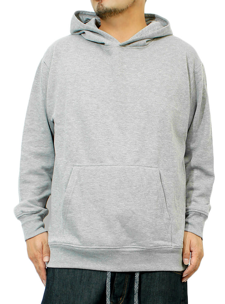 【新品】 3L グレー パーカー メンズ 大きいサイズ 裏起毛 プルオーバー ゆったり シンプル 無地 スウェット拍卖