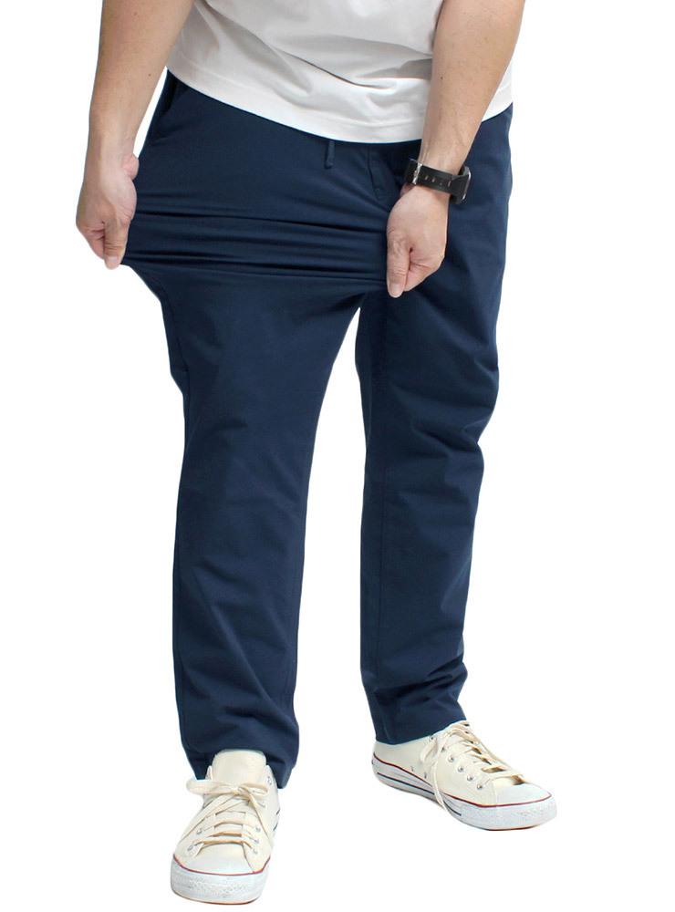 【新品】 3L ネイビー イージーパンツ メンズ 大きいサイズ 接触冷感 吸水速乾 らくらく 伸びる メガストレッチ ワイドパンツ拍卖