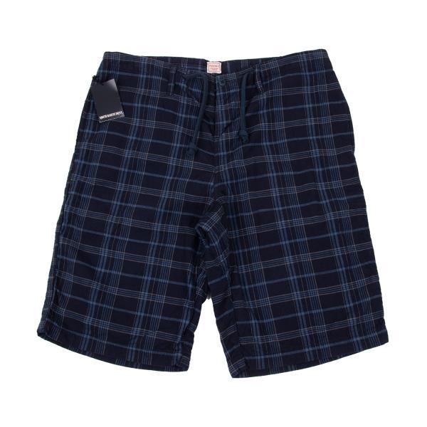 ノースマリンドライヴNORTH MARINE DRIVE コットンストリングチェックショーツ 紺水色他4拍卖