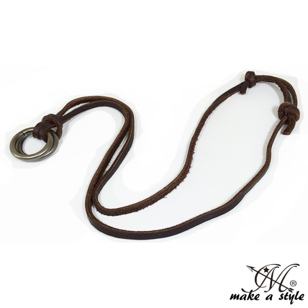 ダブルリング ネックレス 本革 チョーカー レザー 504拍卖